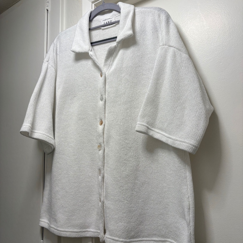Sabo collared cardigan sweater - white - size medium / 6